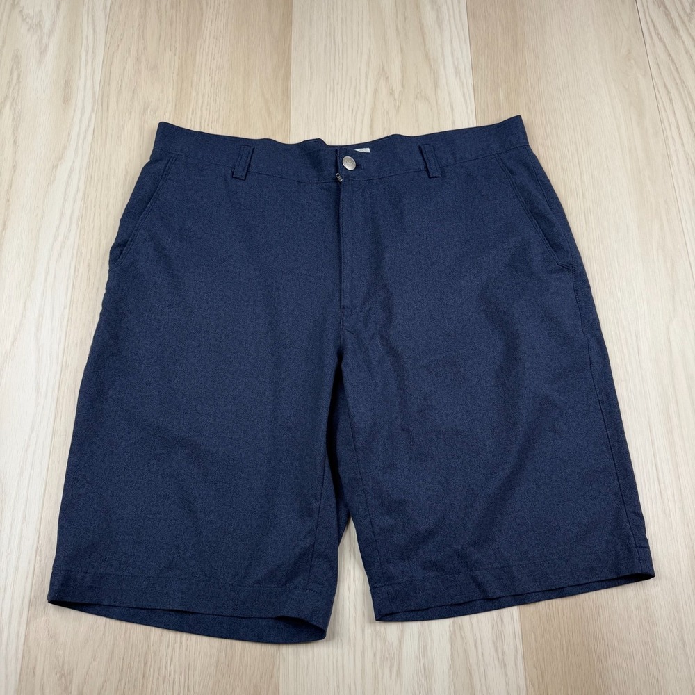 Peter Millar Mens Blue Flat Front Golf Performance Classic Chino Shorts Size 33